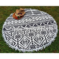 100% cotton Large Round Beach Blanket with Tassels Ultra Soft Super Water Absorbent Multi-Purpose Towel 59 inch